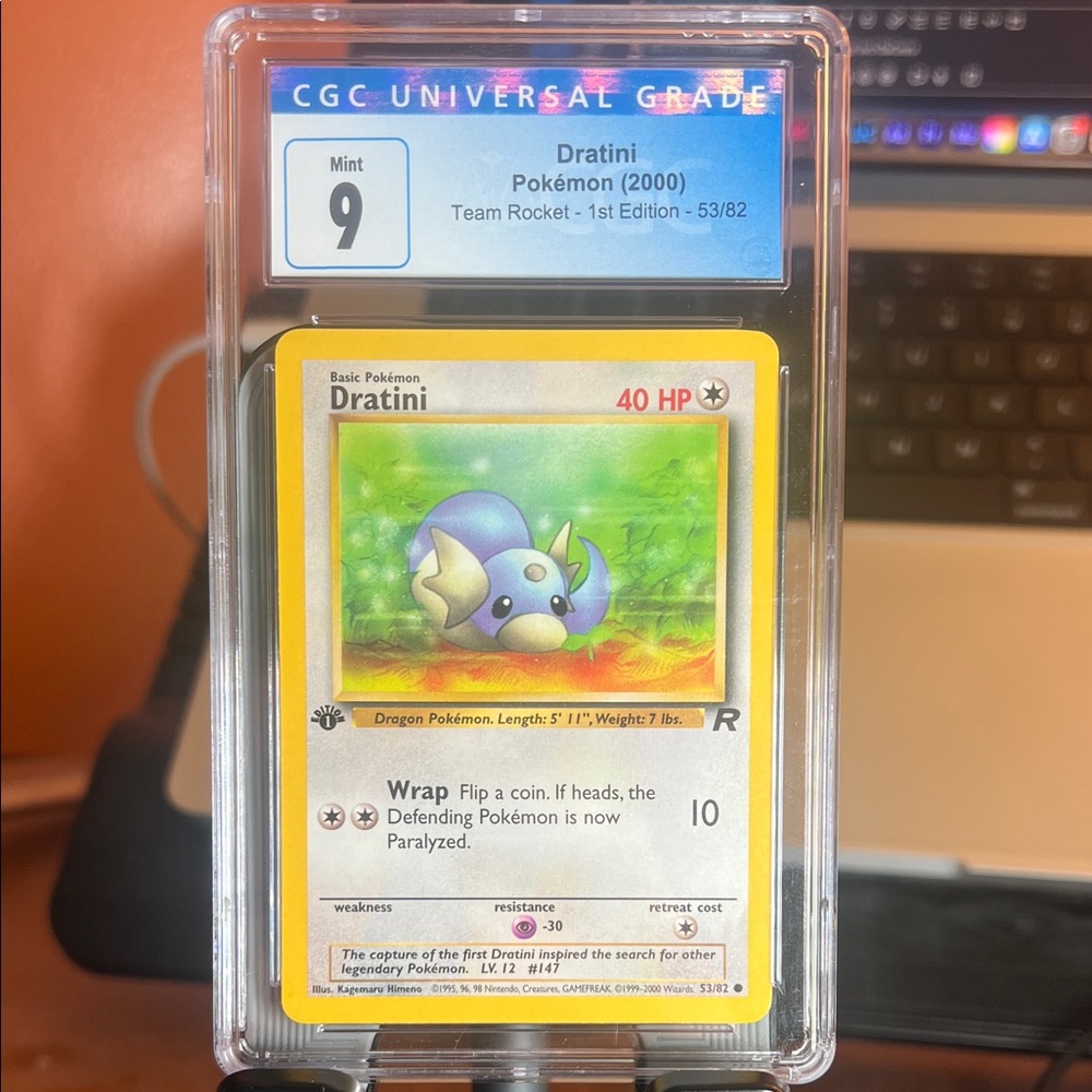 Pokemon Dratini Trading Card - Yellow and Blue